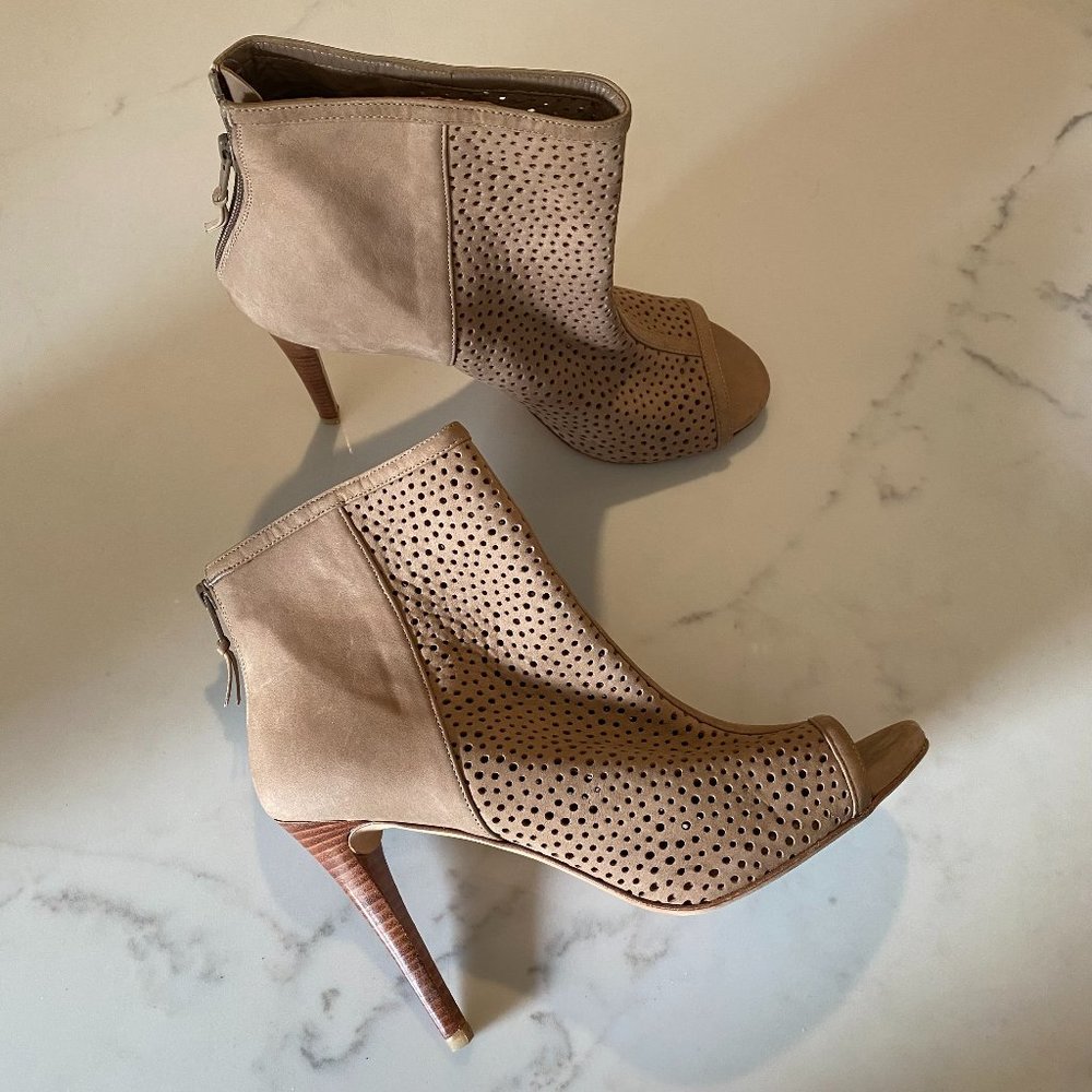 Stuart Weitzman Perforated Open Toe Booties - image 1